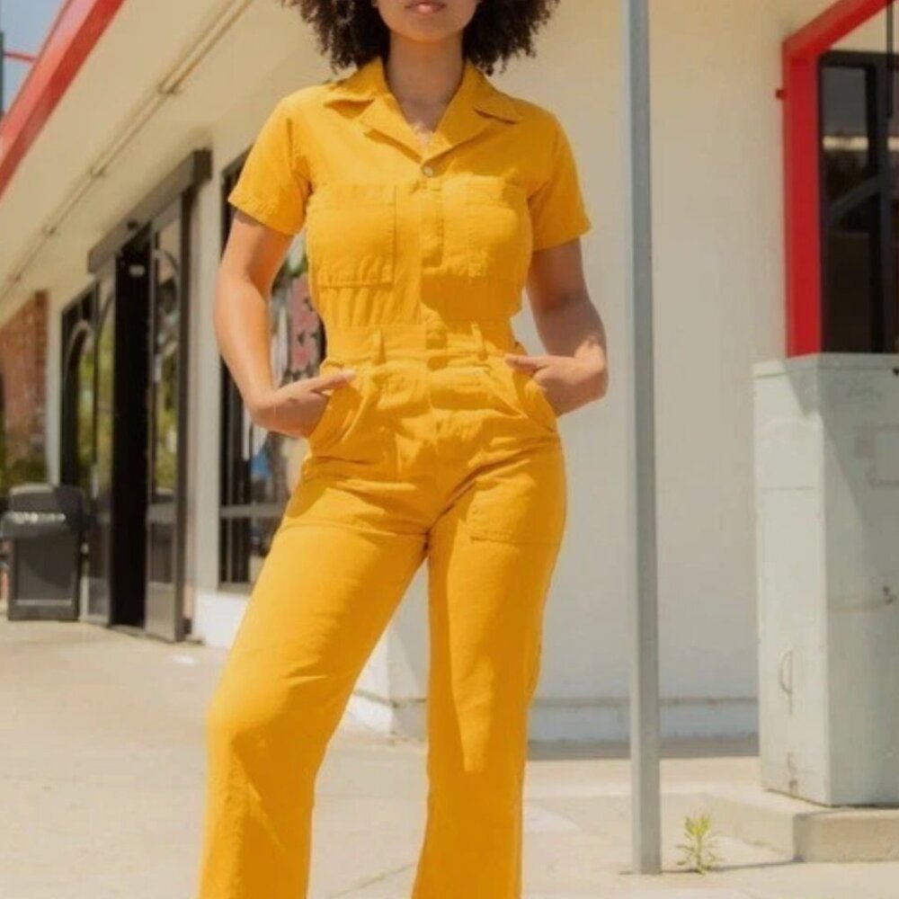 Golden Yellow Big Bud Jumpsuit M